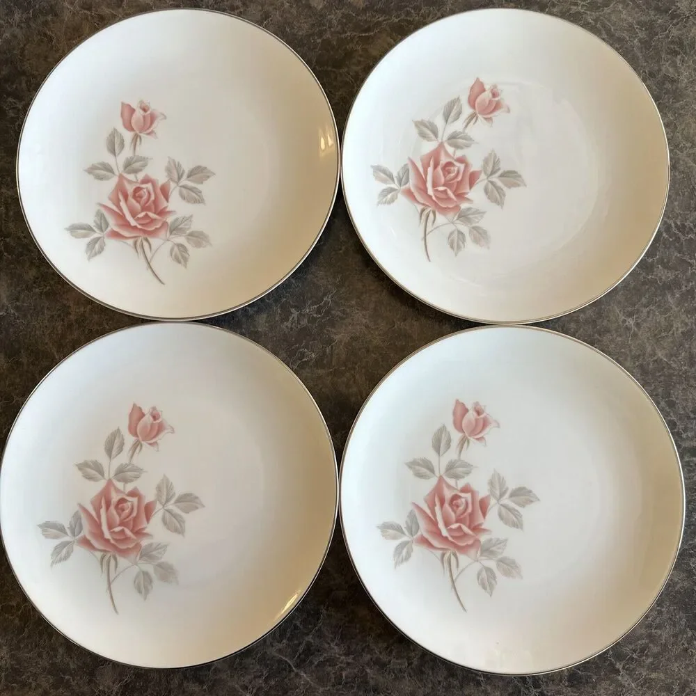 Set Of 4 Noritake China‎ Rosemist 6225 Salad Plates 8.25”